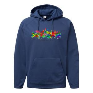 City Watercolor Skyline Home State Souvenir Kaohsiung Taiwan Meaningful Gift Performance Fleece Hoodie