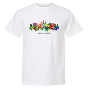 City Watercolor Skyline Home State Souvenir Kaohsiung Taiwan Meaningful Gift Garment-Dyed Heavyweight T-Shirt