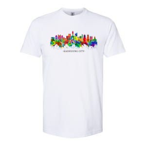 City Watercolor Skyline Home State Souvenir Kaohsiung Taiwan Meaningful Gift Softstyle CVC T-Shirt