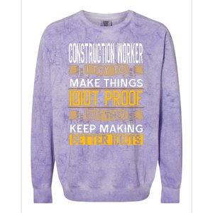 Construction Worker Sarcastic Graphic Funny Laborer Colorblast Crewneck Sweatshirt