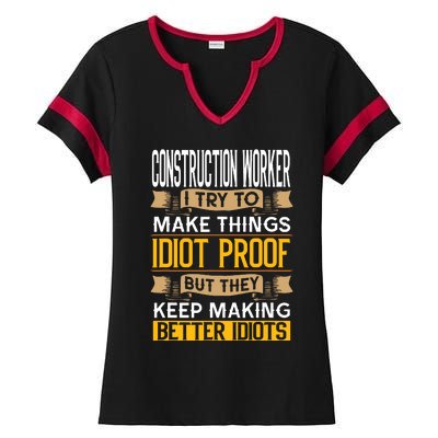 Construction Worker Sarcastic Graphic Funny Laborer Ladies Halftime Notch Neck Tee