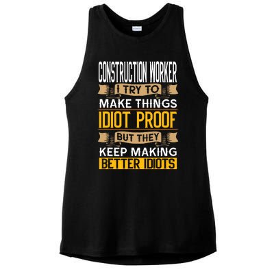 Construction Worker Sarcastic Graphic Funny Laborer Ladies PosiCharge Tri-Blend Wicking Tank