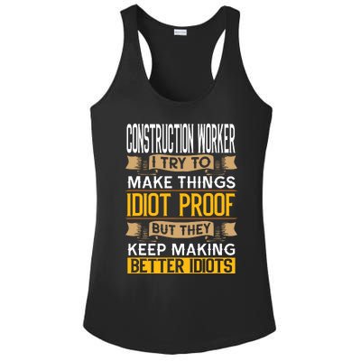 Construction Worker Sarcastic Graphic Funny Laborer Ladies PosiCharge Competitor Racerback Tank