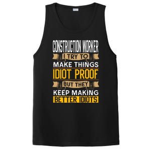 Construction Worker Sarcastic Graphic Funny Laborer PosiCharge Competitor Tank