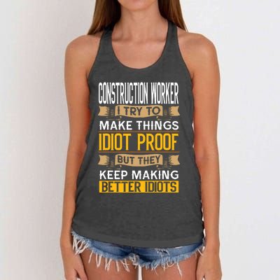 Construction Worker Sarcastic Graphic Funny Laborer Women's Knotted Racerback Tank