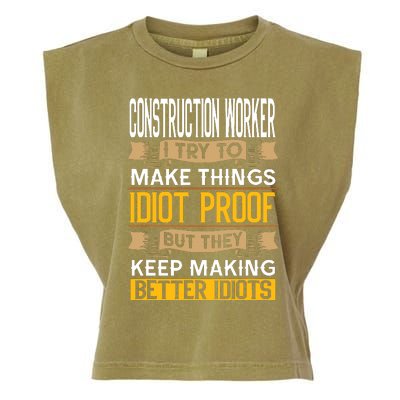 Construction Worker Sarcastic Graphic Funny Laborer Garment-Dyed Women's Muscle Tee