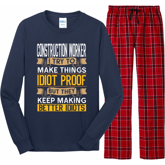 Construction Worker Sarcastic Graphic Funny Laborer Long Sleeve Pajama Set