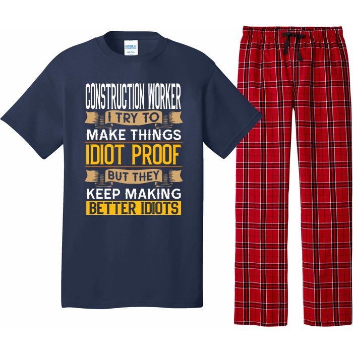 Construction Worker Sarcastic Graphic Funny Laborer Pajama Set