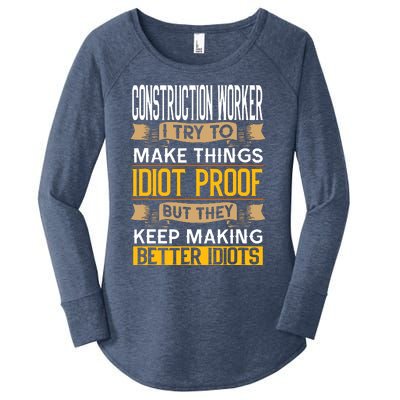 Construction Worker Sarcastic Graphic Funny Laborer Women's Perfect Tri Tunic Long Sleeve Shirt