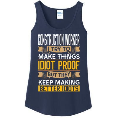 Construction Worker Sarcastic Graphic Funny Laborer Ladies Essential Tank