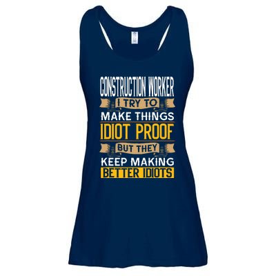 Construction Worker Sarcastic Graphic Funny Laborer Ladies Essential Flowy Tank