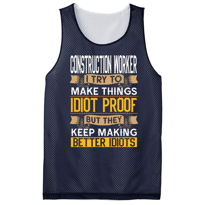 Construction Worker Sarcastic Graphic Funny Laborer Mesh Reversible Basketball Jersey Tank