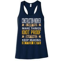 Construction Worker Sarcastic Graphic Funny Laborer Women's Racerback Tank