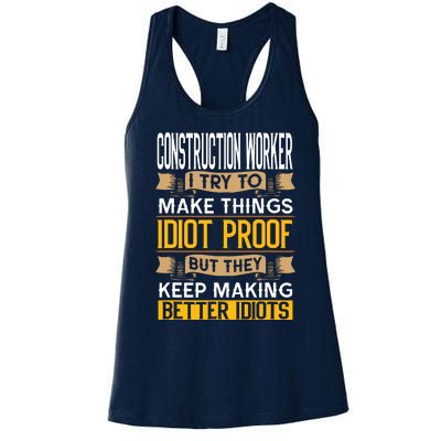 Construction Worker Sarcastic Graphic Funny Laborer Women's Racerback Tank