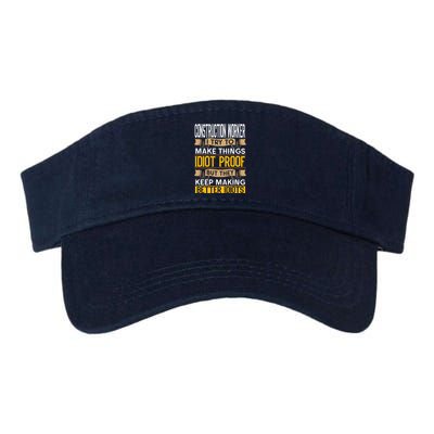 Construction Worker Sarcastic Graphic Funny Laborer Valucap Bio-Washed Visor