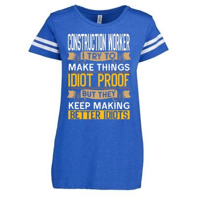 Construction Worker Sarcastic Graphic Funny Laborer Enza Ladies Jersey Football T-Shirt