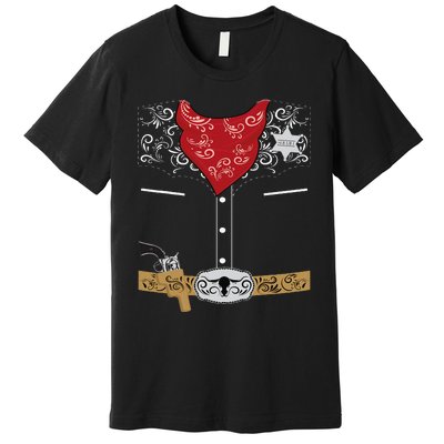 Cute Western Sheriff Costume For Kids Easy Halloween Premium T-Shirt