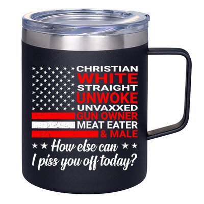 Christian White Straight Unwoke Unvaxxed Gun Owner 12oz Stainless Steel Coffee Mug