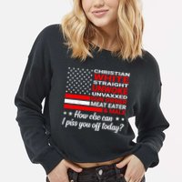 Christian White Straight Unwoke Unvaxxed Gun Owner Cropped Pullover Crew