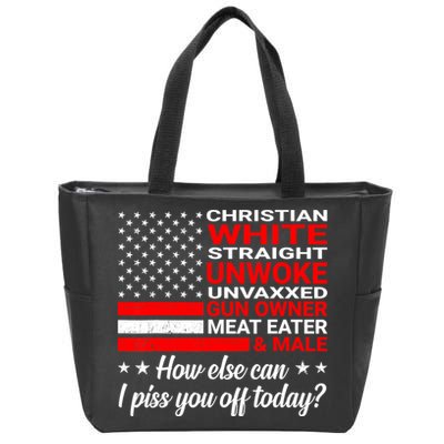 Christian White Straight Unwoke Unvaxxed Gun Owner Zip Tote Bag