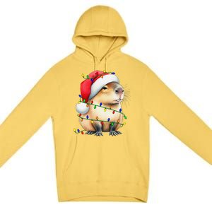 Capybara Wearing Santa Hat Christmas Capybara Lover Xmas Premium Pullover Hoodie