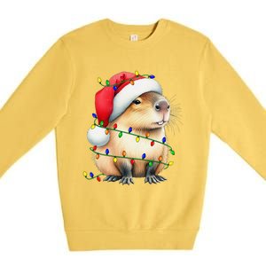 Capybara Wearing Santa Hat Christmas Capybara Lover Xmas Premium Crewneck Sweatshirt