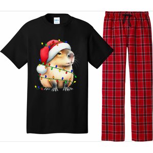 Capybara Wearing Santa Hat Christmas Capybara Lover Xmas Pajama Set