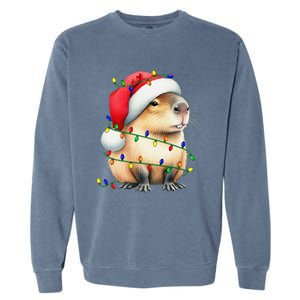 Capybara Wearing Santa Hat Christmas Capybara Lover Xmas Garment-Dyed Sweatshirt