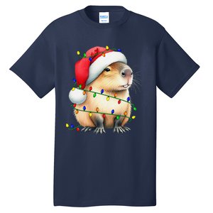 Capybara Wearing Santa Hat Christmas Capybara Lover Xmas Tall T-Shirt