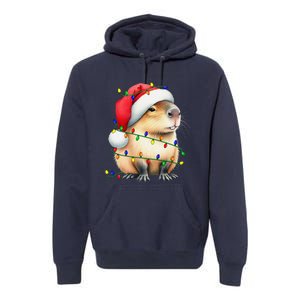 Capybara Wearing Santa Hat Christmas Capybara Lover Xmas Premium Hoodie