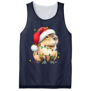 Capybara Wearing Santa Hat Christmas Capybara Lover Xmas Mesh Reversible Basketball Jersey Tank