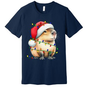 Capybara Wearing Santa Hat Christmas Capybara Lover Xmas Premium T-Shirt