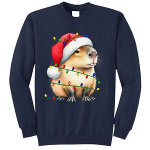 Capybara Wearing Santa Hat Christmas Capybara Lover Xmas Tall Sweatshirt