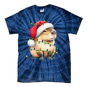 Capybara Wearing Santa Hat Christmas Capybara Lover Xmas Tie-Dye T-Shirt