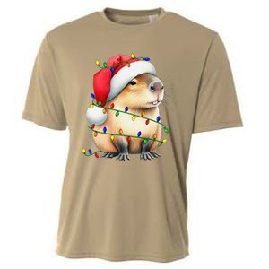 Capybara Wearing Santa Hat Christmas Capybara Lover Xmas Cooling Performance Crew T-Shirt