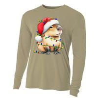 Capybara Wearing Santa Hat Christmas Capybara Lover Xmas Cooling Performance Long Sleeve Crew