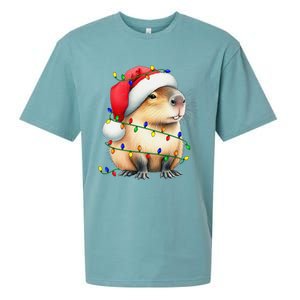 Capybara Wearing Santa Hat Christmas Capybara Lover Xmas Sueded Cloud Jersey T-Shirt