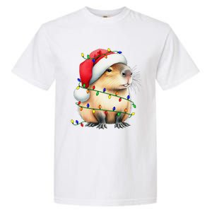 Capybara Wearing Santa Hat Christmas Capybara Lover Xmas Garment-Dyed Heavyweight T-Shirt