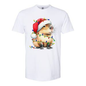 Capybara Wearing Santa Hat Christmas Capybara Lover Xmas Softstyle CVC T-Shirt