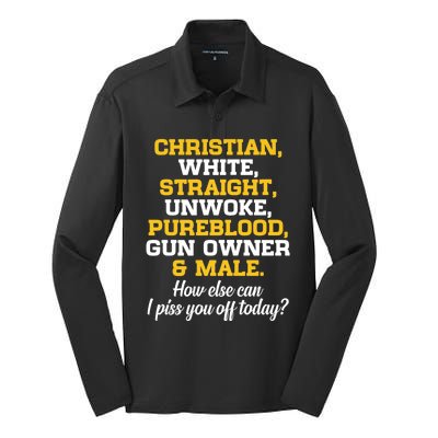 Christian White Straight Unwoke Pureblood Gun Owner & Male Silk Touch Performance Long Sleeve Polo