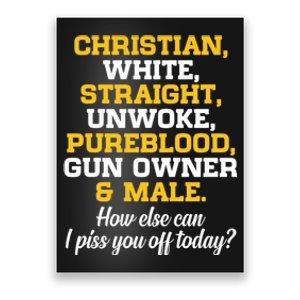 Christian White Straight Unwoke Pureblood Gun Owner & Male Poster