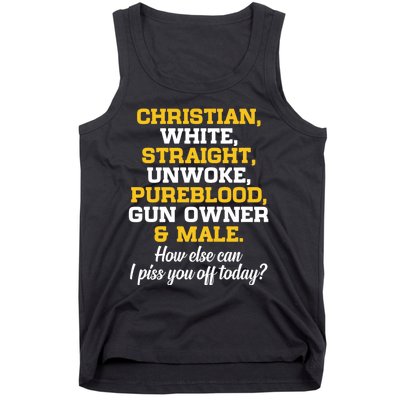 Christian White Straight Unwoke Pureblood Gun Owner & Male Tank Top