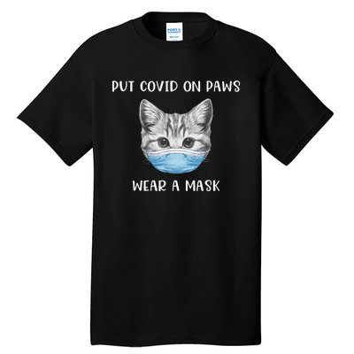 Cat Wearing Surgical Face Mask Promask Quarantine Kitty Tall T-Shirt