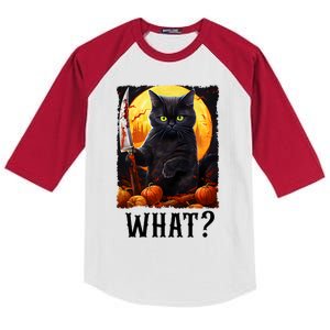 Cat What Starry Night Black Cat With Knife Halloween Costume Meaningful Gift Kids Colorblock Raglan Jersey