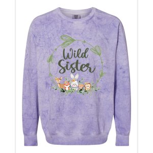 Cute Wild Sister Wreath Zoo Leopard Birthday Safari Jungle Animal Gift Colorblast Crewneck Sweatshirt