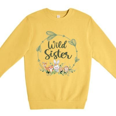 Cute Wild Sister Wreath Zoo Leopard Birthday Safari Jungle Animal Gift Premium Crewneck Sweatshirt