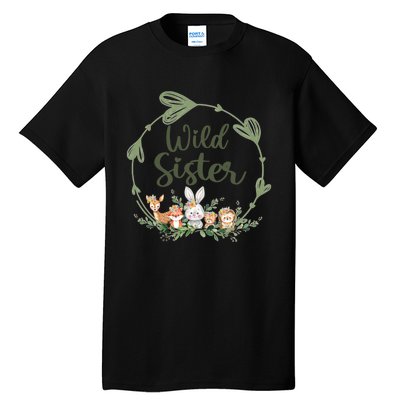 Cute Wild Sister Wreath Zoo Leopard Birthday Safari Jungle Animal Gift Tall T-Shirt