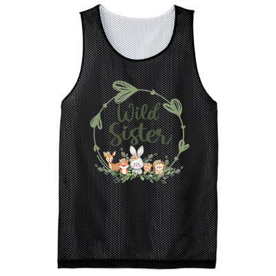 Cute Wild Sister Wreath Zoo Leopard Birthday Safari Jungle Animal Gift Mesh Reversible Basketball Jersey Tank