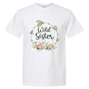 Cute Wild Sister Wreath Zoo Leopard Birthday Safari Jungle Animal Gift Garment-Dyed Heavyweight T-Shirt