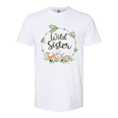 Cute Wild Sister Wreath Zoo Leopard Birthday Safari Jungle Animal Gift Softstyle CVC T-Shirt